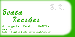 beata kecskes business card